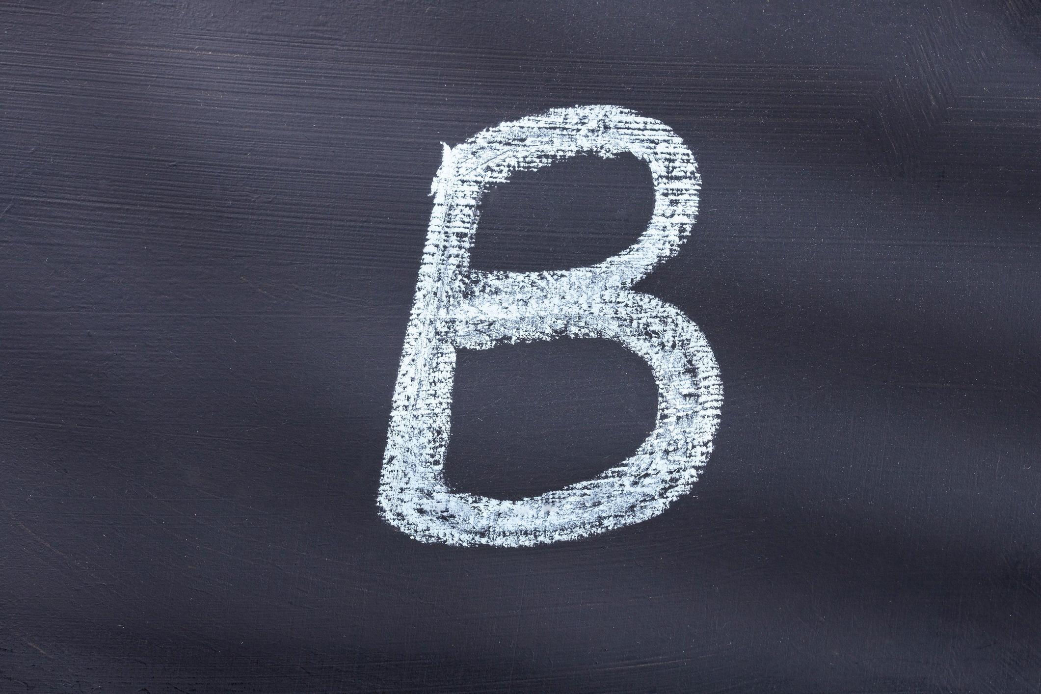 Capitalized letter B on chalkboard
